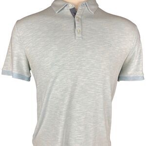 Original Penguin Polo Shirt Men L Light Blue Slim Fit Heather Short Sleeve